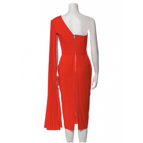 Alex Perry 6 Tangerine Red Lorin One Shoulder Lady Dress - Picture 9 of 11